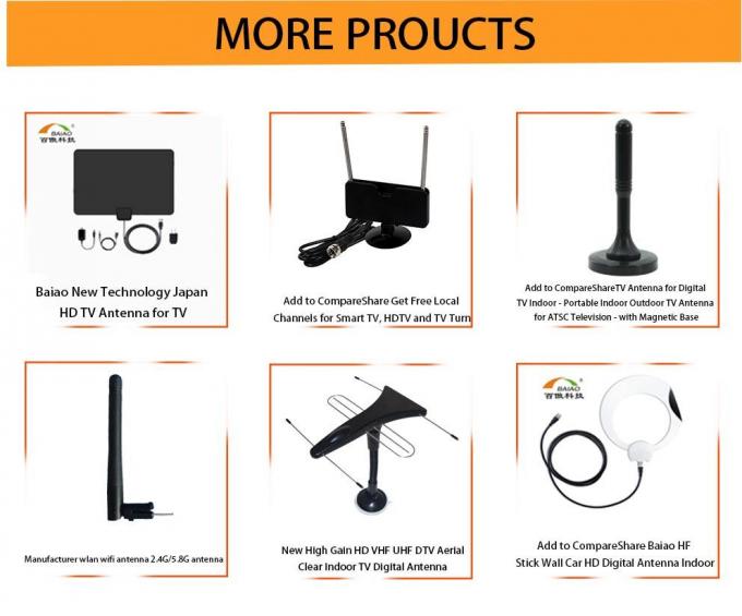 UHF 470 - 862MHz 100 মাইল ডিজিটাল টিভি অ্যান্টেনা ম্যাগনেটিক বেস সহ 4